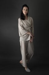 Hitit Kimono Alt-Üst Takım/Bej Kahve