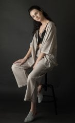 Hitit Ceketli Alt-Üst Takım/Kahve Bej