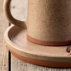 Anatolian Seramik Tabaklı Fincan/Naturel Bej