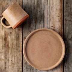 Anatolian Seramik Tabaklı Fincan/Naturel Bej