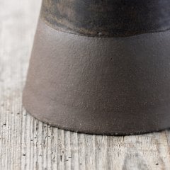 Anatolian Stone Seramik Mug Fincan/Antrasit Zemin+Koyu Kahve Şerit