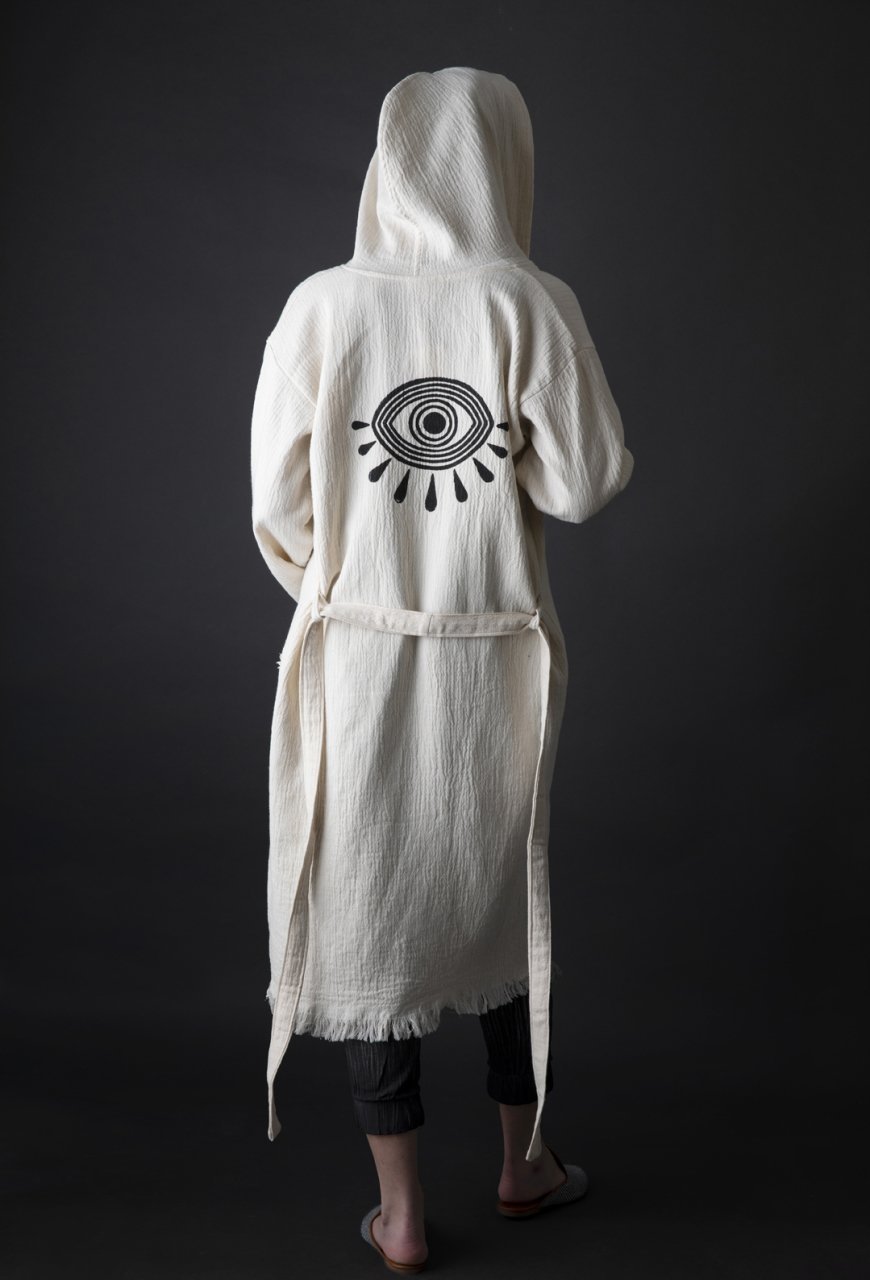 Eyes Tahta Baskı Bornoz