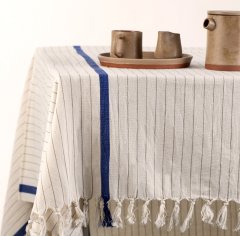 Sierra El Dokuma Masa Örtü/Lacivert Çizgi