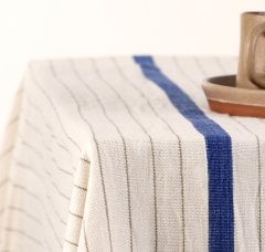 Sierra El Dokuma Masa Örtü/Lacivert Çizgi