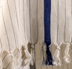 Sierra El Dokuma Masa Örtü/Lacivert Çizgi