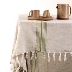 Morena El Dokuma Masa Örtü/Yeşil Çizgi