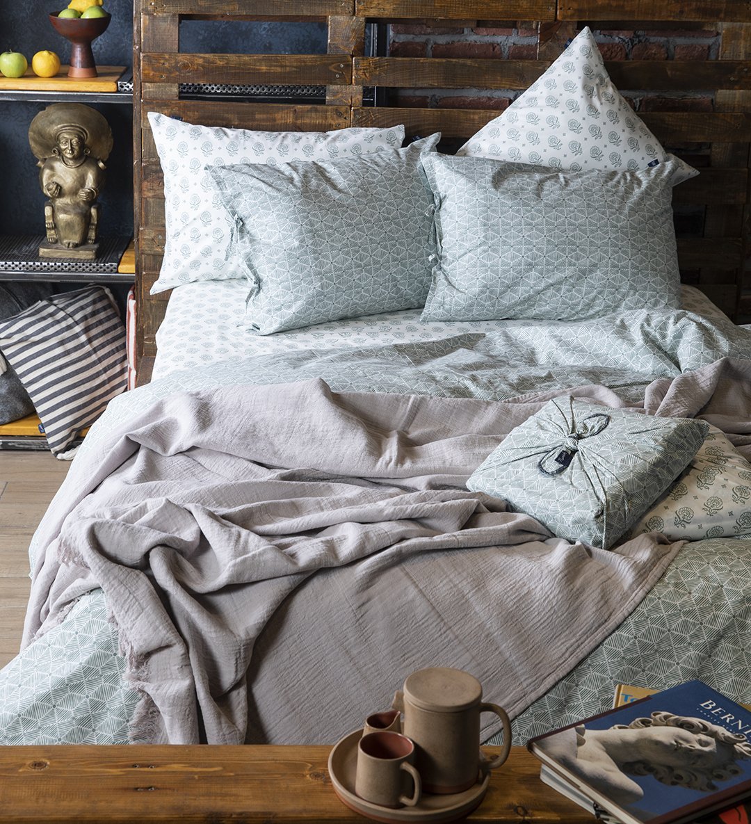 Saris Bohça Nevresim Takımı/Yeşil/Çift Kişilik