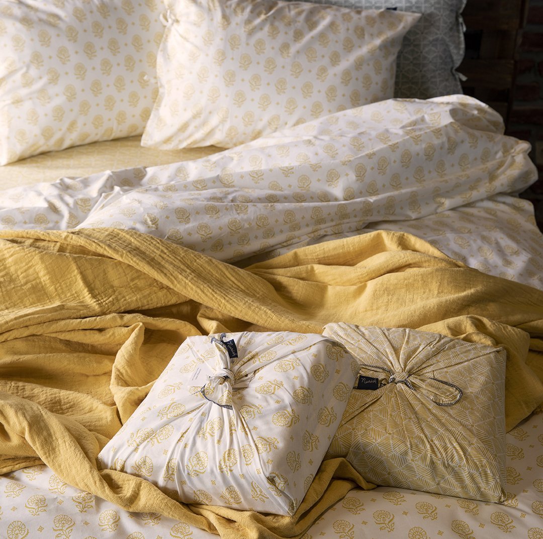 Seraphine Bohça Nevresim Takımı/Sarı/Tek Kişilik