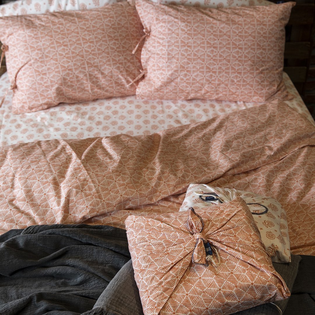 Saris Bohça Nevresim Takımı/Kiremit/Tek Kişilik