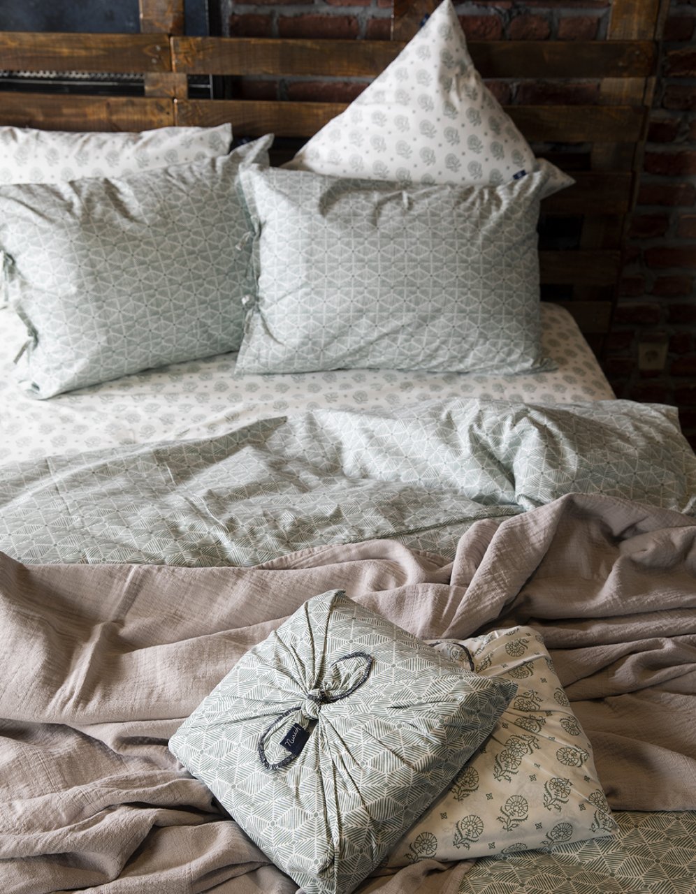 Saris Bohça Nevresim Takımı/Yeşil/Tek Kişilik