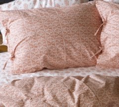 Saris Bohça Bağcıklı 2'li Yastık Kılıfı /Kiremit