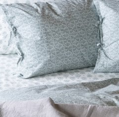 Saris Bohça Bağcıklı 2'li Yastık Kılıfı /Yeşil