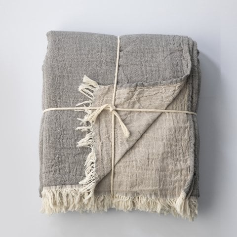 Reverse Yatak Örtü/Taş Antrasit&Bej/240x290cm