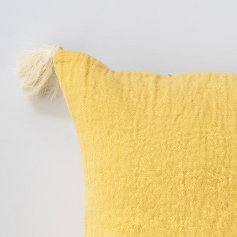 Tarhun Püsküllü Dekoratif Yastık/ Pudra/45x45