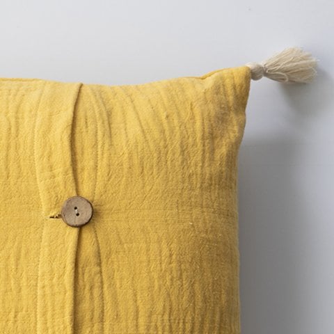 Tarhun Püsküllü Dekoratif Yastık/ Pudra/45x45