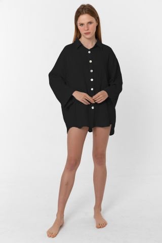 Müslin Gömlek/Siyah