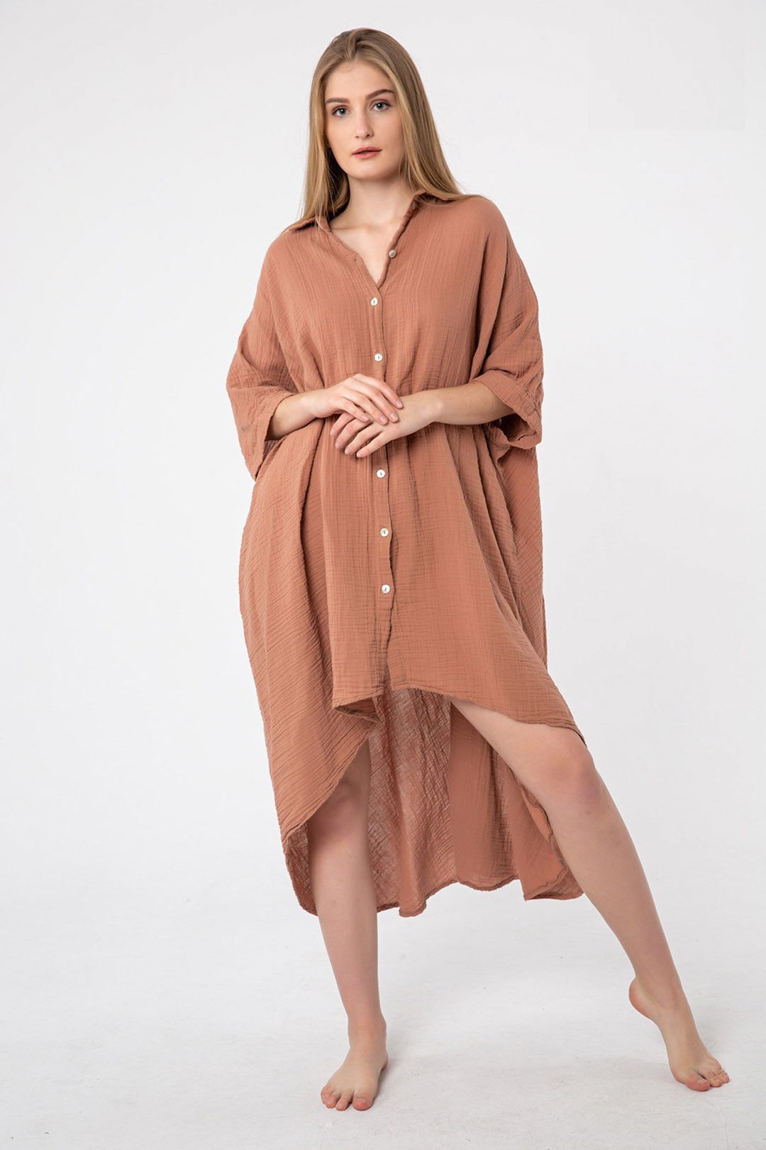 Müslin Tunik Elbise/Kiremit