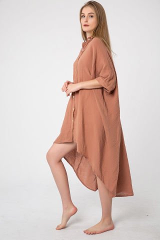 Müslin Tunik Elbise/Kiremit