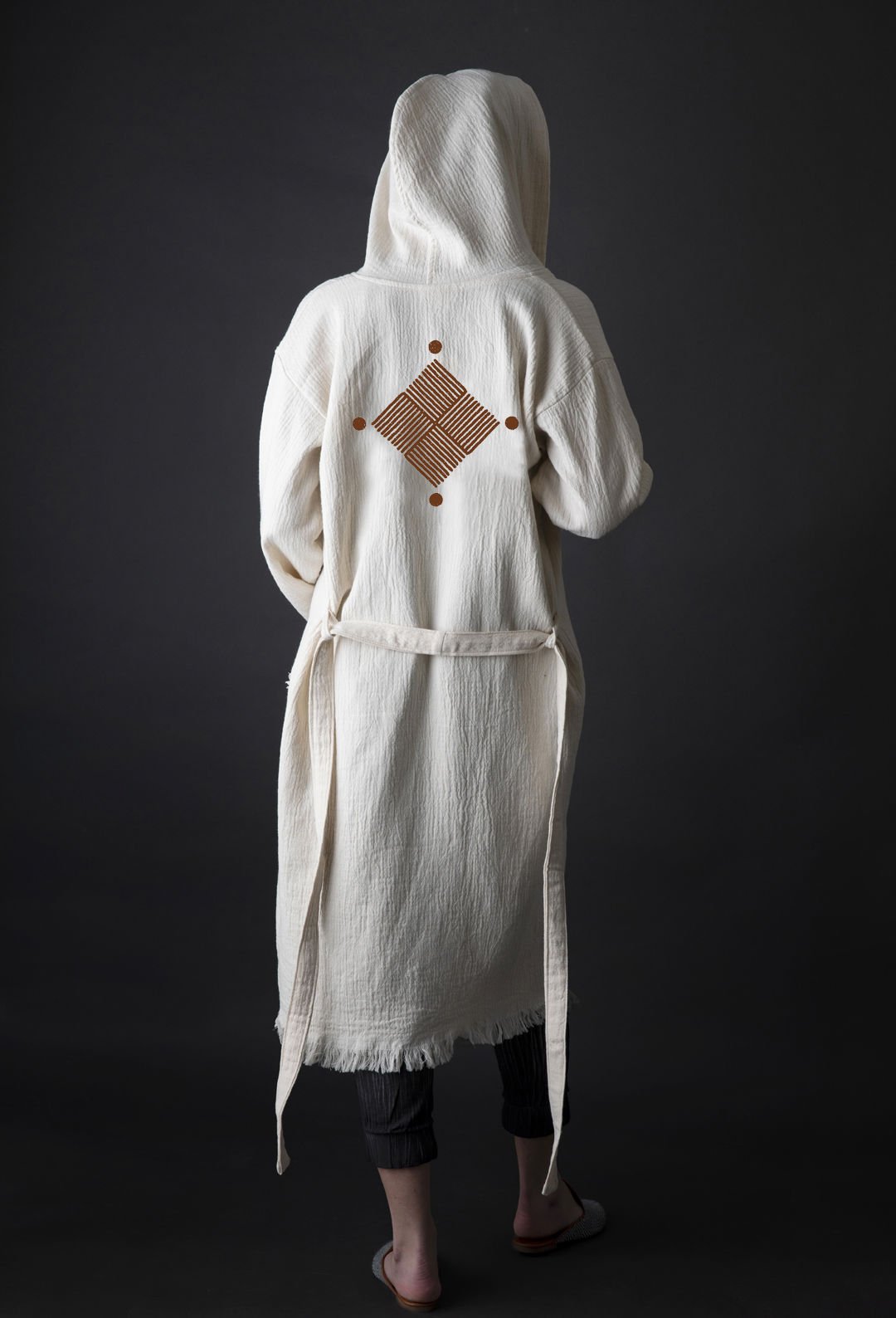 Baklava Tahta Baskı Bornoz/Kiremit