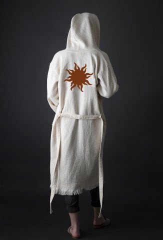 Sun Tahta Baskı Bornoz/Kiremit