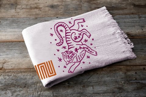 Asia Tiger Tahta Baskı Peştemal/Pembe-Fuşya