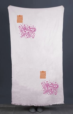 Asia Tiger Tahta Baskı Peştemal/Pembe-Fuşya