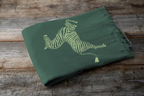 Zebra Tahta Baskı Peştemal/Yeşil-A.Yeşil