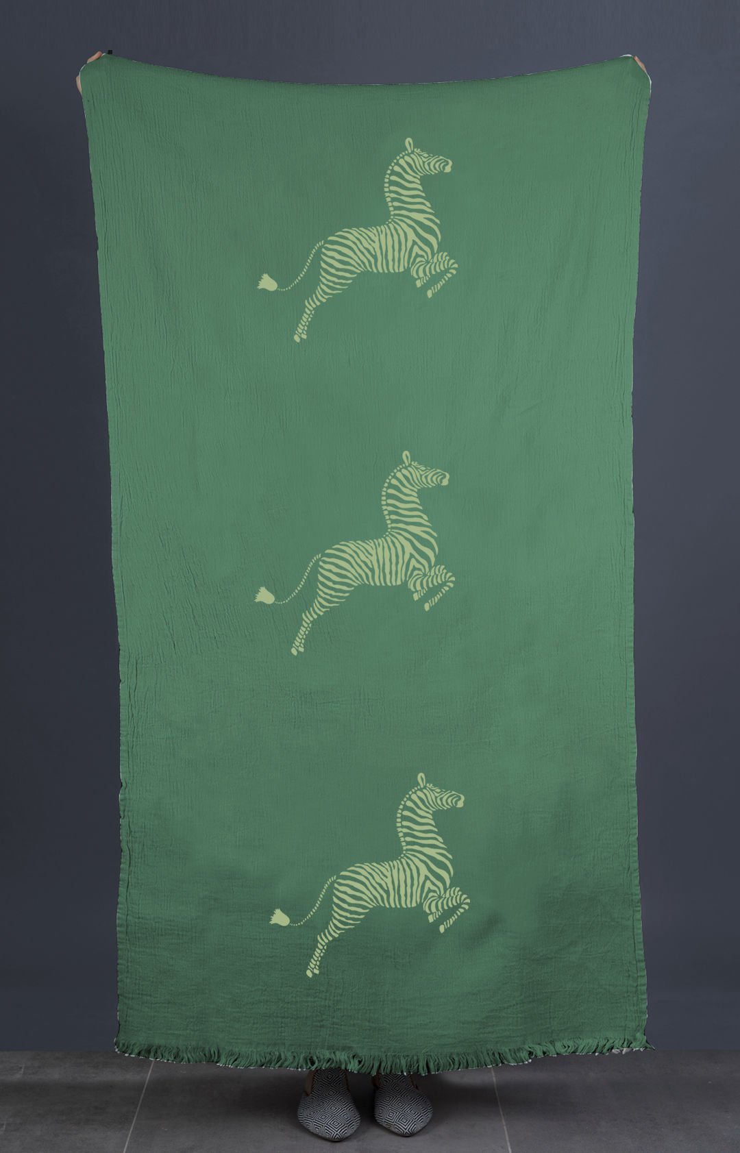 Zebra Tahta Baskı Peştemal/Yeşil-A.Yeşil