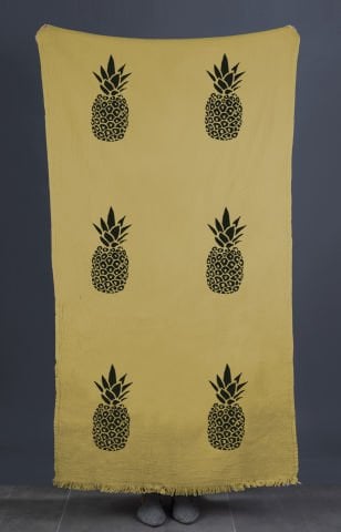 Pineapple Tahta Baskı Peştemal/Sarı-Antrasit