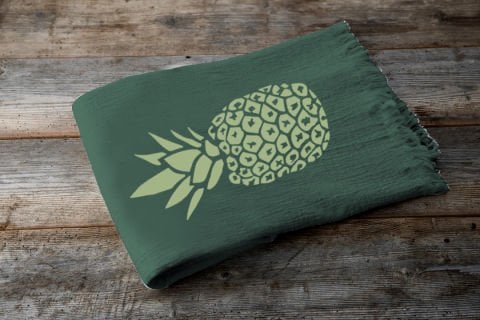 Pineapple Tahta Baskı Peştemal/Yeşil-A.Yeşil