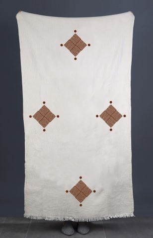 Baklava Tahta Baskı Peştemal/Ekru-Kiremit