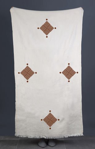 Baklava Tahta Baskı Peştemal/Ekru-Kiremit