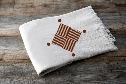 Baklava Tahta Baskı Peştemal/Ekru-Kiremit