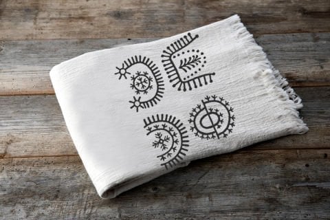 Tatoo Tahta Baskı Peştemal/Ekru-Antrasit