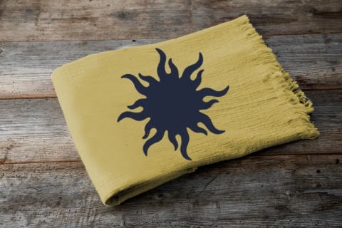 Sun Tahta Baskı Peştemal/Sarı-İndigo