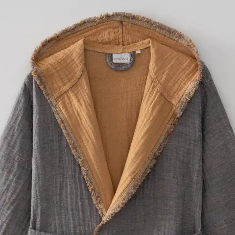 Eco Muna Organik Pamuk Bornoz/Safran-Antrasit