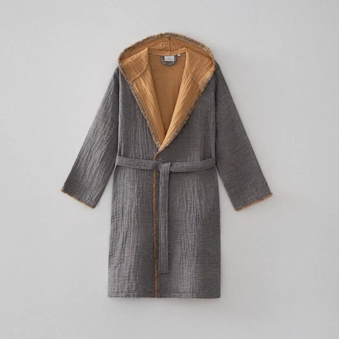 Eco Muna Organik Pamuk Bornoz/Safran-Antrasit