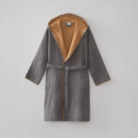 Eco Muna Organik Pamuk Bornoz/Safran-Antrasit