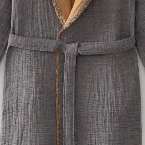 Eco Muna Organik Pamuk Bornoz/Safran-Antrasit