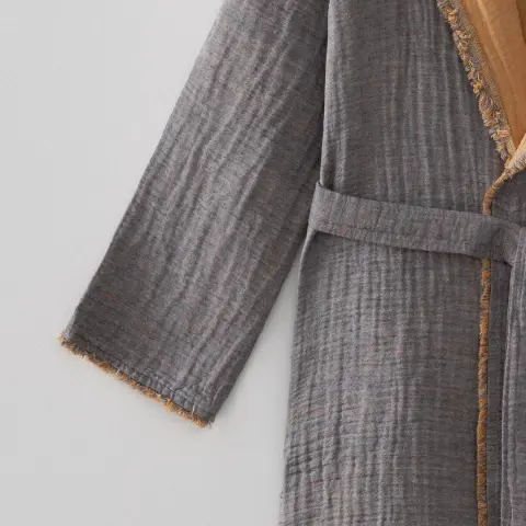 Eco Muna Organik Pamuk Bornoz/Safran-Antrasit