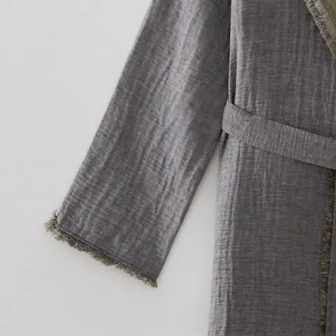 Eco Muna Organik Pamuk Bornoz/Yeşil-Antrasit