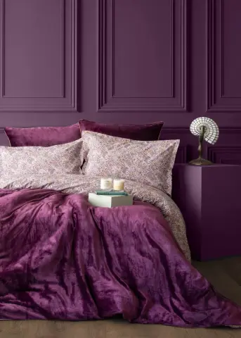 Çift Kişilik Lona Mürdüm Kadife Battaniyeli Nevresim Takımı