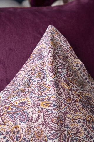 Çift Kişilik Lona Mürdüm Kadife Battaniyeli Nevresim Takımı