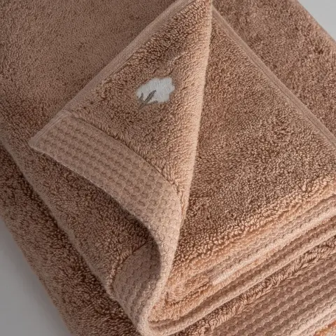 Eco-Pure Cotton 3 lü Havlu Seti Organik Pamuk Kelebek Bordürlü-kahve