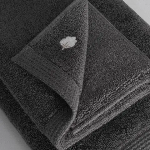 Eco-Pure Cotton 3 lü Havlu Seti Organik Pamuk Kelebek Bordürlü-Antrasit