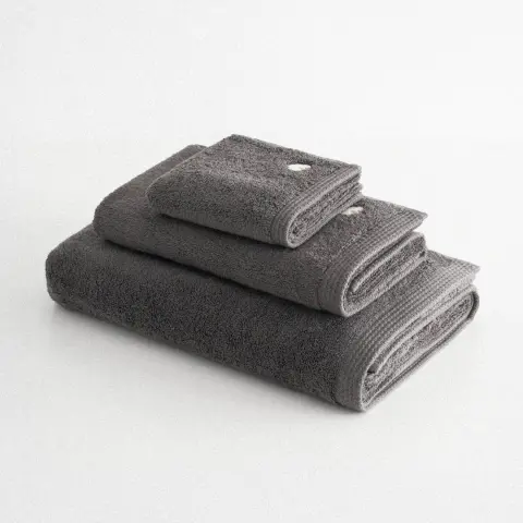 Eco-Pure Cotton 3 lü Havlu Seti Organik Pamuk Kelebek Bordürlü-Antrasit