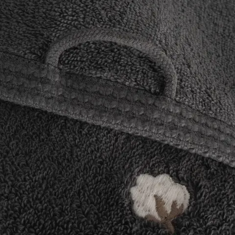 Eco-Pure Cotton 3 lü Havlu Seti Organik Pamuk Kelebek Bordürlü-Antrasit