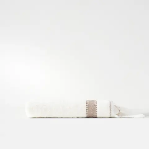 Eco-Galya Yüz Havlusu Organik Pamuk Kapok Bordürlü/Krem-Bej