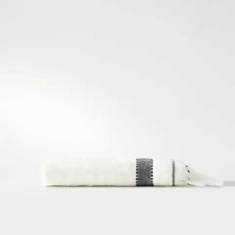 Eco-Galya Yüz Havlusu Organik Pamuk Kapok Bordürlü/Krem-Siyah