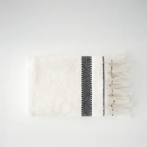 Eco-Galya Yüz Havlusu Organik Pamuk Kapok Bordürlü/Krem-Siyah